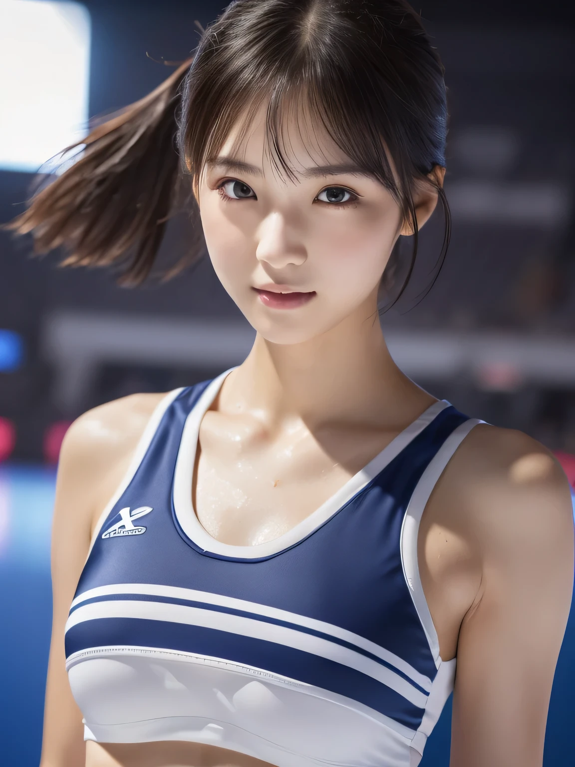 (Cheerleader:1.2),(beautiful girl:1.3), (17 years old), (Highest quality:1.4), (Very detailed), (Very detailed美しい顔と目), (Sweat:1.2),Symmetrical eyes, (Dance 1.5), (Look Away:1.5), (Cheerleader costumes:1.3), smile, Open your mouth, White skin, Great face, iris, Short Bob Hair, (Skinny body type:1.2), (Flat Chest:1.2),Smooth, Very detailed CG synthesis 8k wallpaper, High-resolution RAW color photos, Professional photography, Light, BackLight, dream-like, impressive, Written boundary depth, Basketball court, Cowboy Shot, (Close-up of face:1.2)
