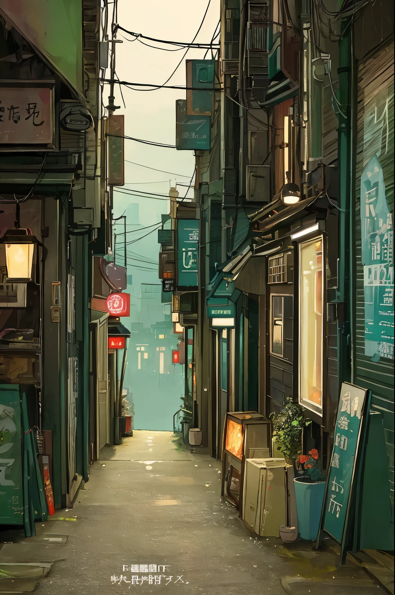 (masterpiece、Highest quality、Highest quality、Official Art、Beautiful and aesthetic:1.2)、Near future、Blade Runner、Slum Street、Late at night、Lo-fi Hip Hop、Cafe with small lights、Residential Street、silence、It&#39;s raining a little、