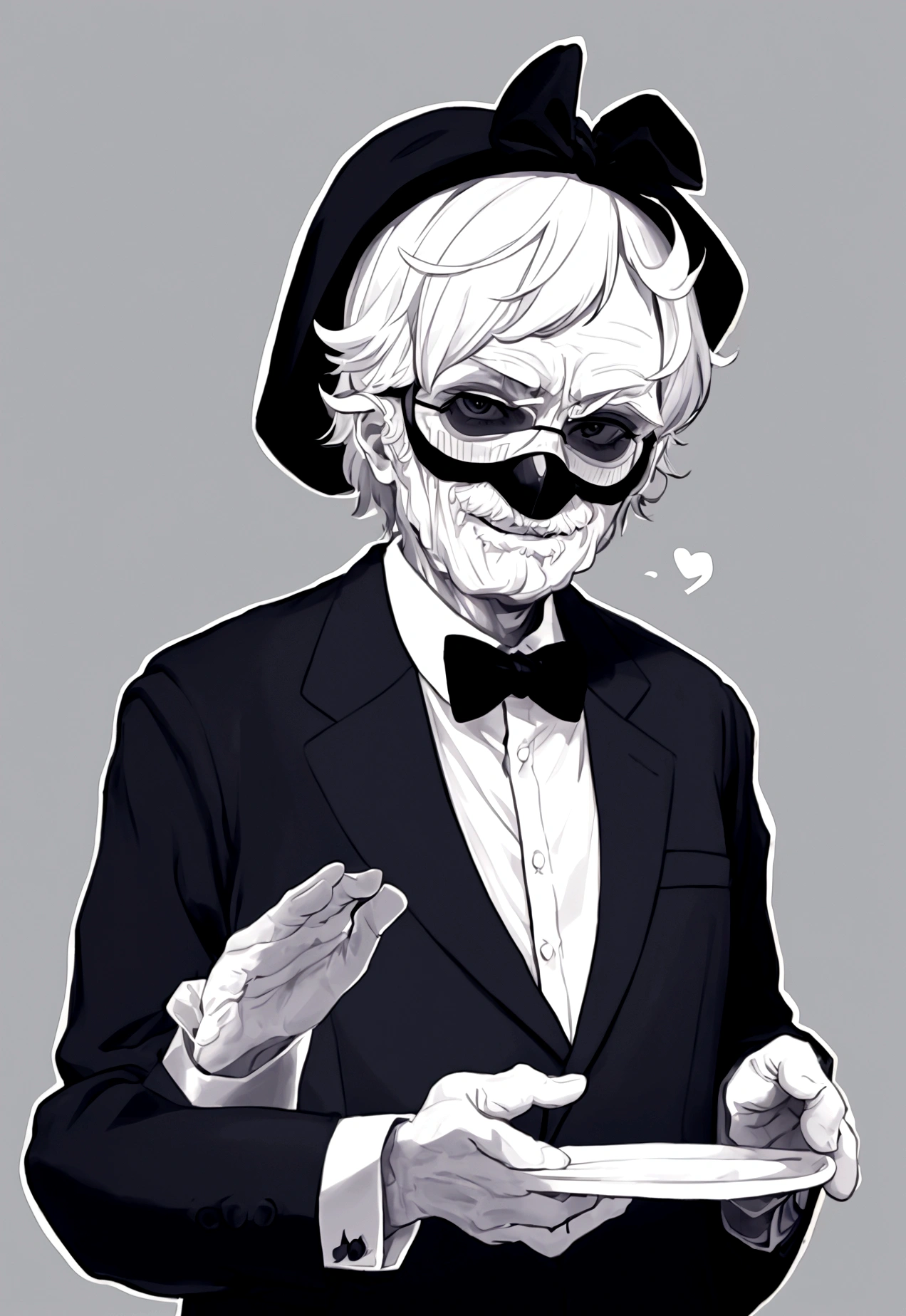 old man with social clothes and social clothes only upper body and make his face anonymus