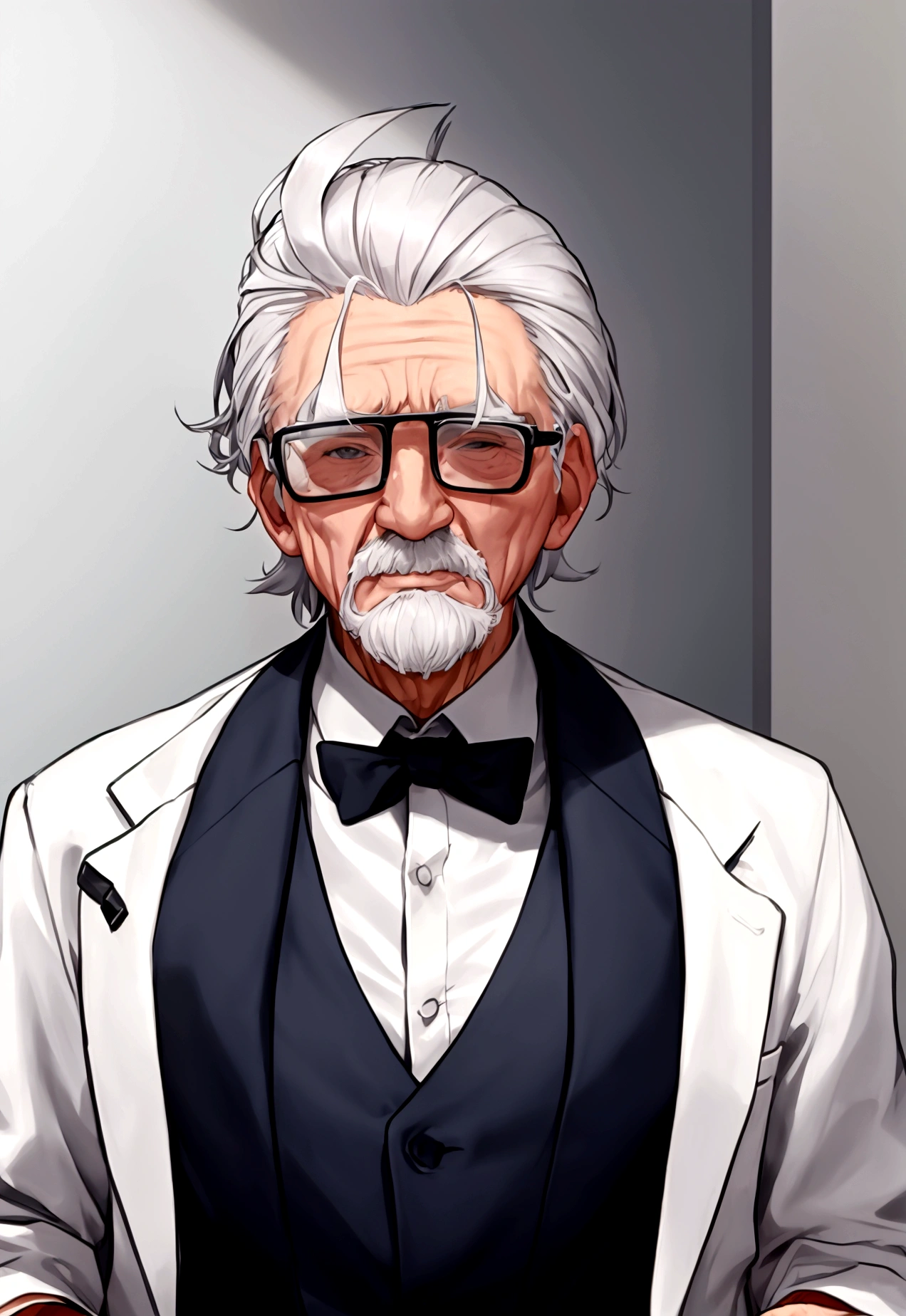 old man with social clothes and social clothes only upper body and make his face anonymus