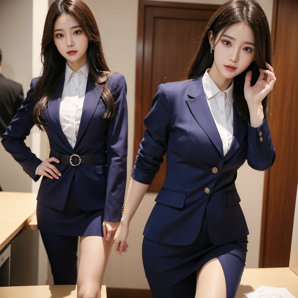 Beauty、BeautyOL、Detailed face、Realistic、beautiful girl、Beauty、Office Lady Uniform、beauty、Beautiful woman、Show off a slim waist、Handsome woman、Tight pants look、suit、Sexy pose、