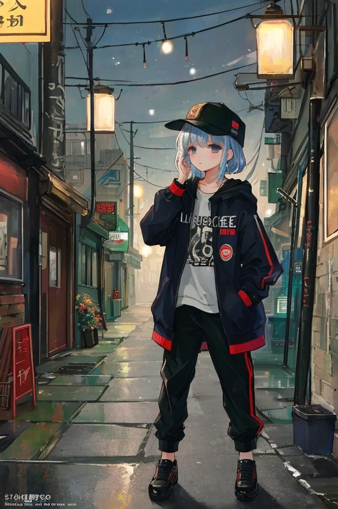 (masterpiece、Highest quality、Highest quality、Official Art、Beautiful and aesthetic:1.2)、Near future、Blade Runner、Slum Street、Late at night、Lo-fi Hip Hop、Cafe with small lights、Residential Street、silence、It's raining a little、A view without people