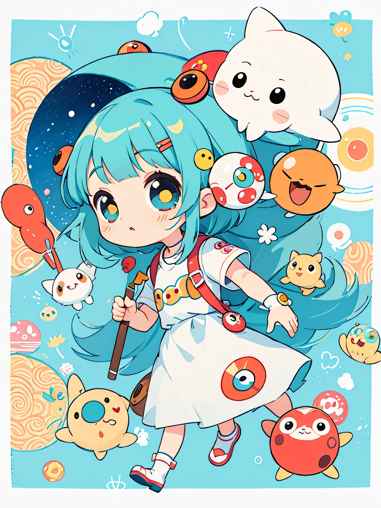 Takashi Murakami style, Kawaii Design, The most beautiful girl of all time、Chibi, Cute Alien、Mars exploration、