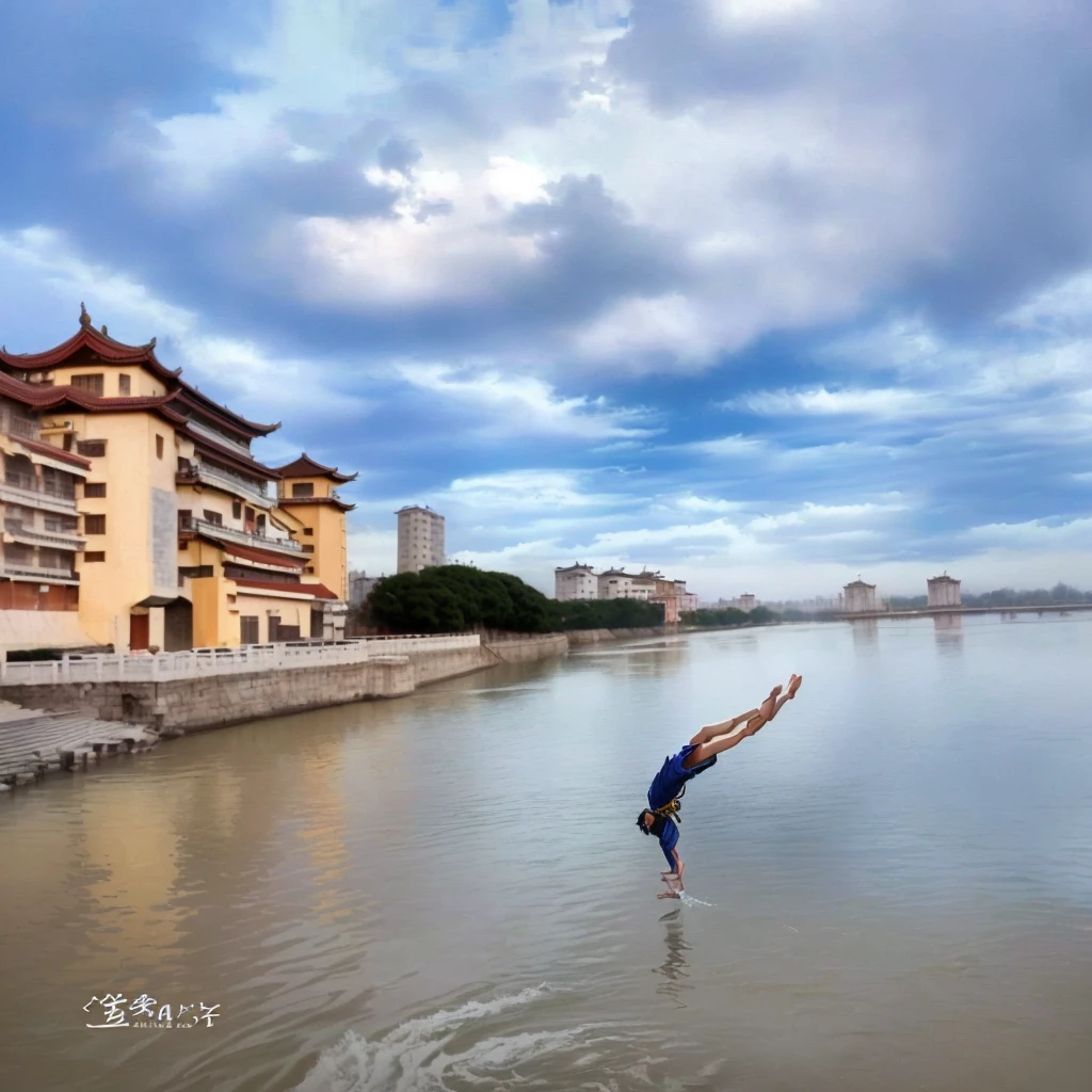 A man jumped into the water in broad daylight, baotou china, Guangjian, nanquan, sha xi, girl, Inspired by Zhang Sengyao, author:Sim Che Tsai, New China, Inspired by Fei Danxu, riverside, Xue Han, Hangzhou, jin shan, wei wang, Inspired by Liu Haisu