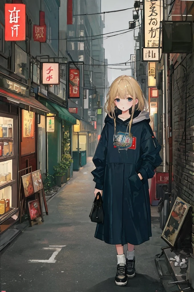 (masterpiece、Highest quality、Highest quality、Official Art、Beautiful and aesthetic:1.2)、Near future、Blade Runner、Slum Street、Late at night、Lo-fi Hip Hop、Cafe with small lights、Residential Street、silence、It&#39;s raining a little、No people