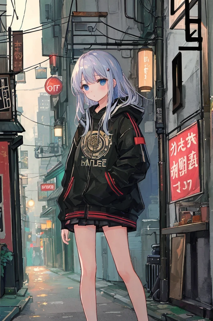 (masterpiece、Highest quality、Highest quality、Official Art、Beautiful and aesthetic:1.2)、Near future、Blade Runner、Slum Street、Late at night、Lo-fi Hip Hop、Cafe with small lights、Residential Street、silence、It&#39;s raining a little、No people