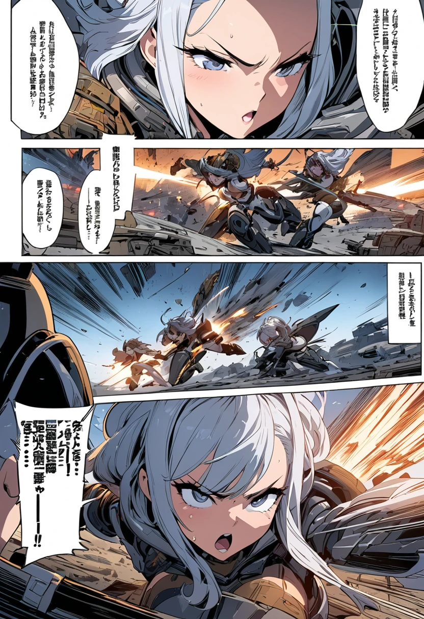 masterpiece, best quality, extremely detailed, ((Manga comic style)), ((cartoon comic page)), Futuristic Girls battles