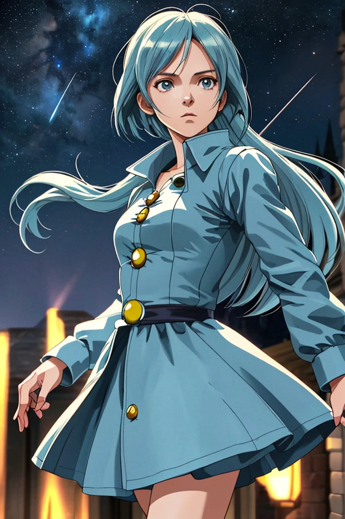 Highest quality,High resolution,((Doraemon)) ,One person,(knife),(Light blue_coat),woman,One personで,Minors,,strongest,Anime Style,(Night Sky_background),(Limbs),(Full Finger),(Accurate fingertips), (The finer details), (Super detailed),4K,(high resolution),whole body, (Front angle), Looking at the camera,masterpiece,(Subtle details),(Intricate details),Octane Rendering,(Hyper Detail),