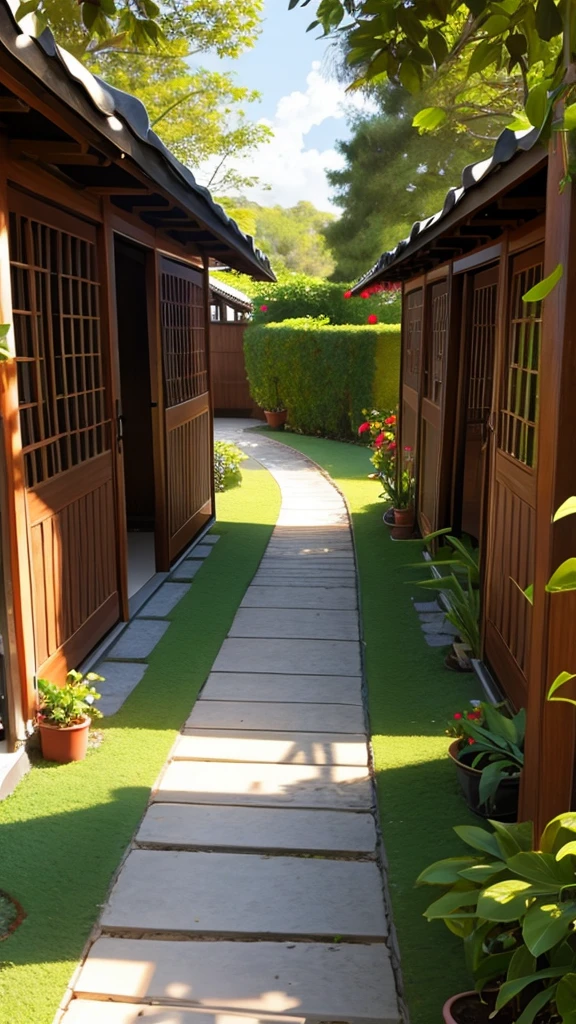 A path between two rows of bungalos (villas)