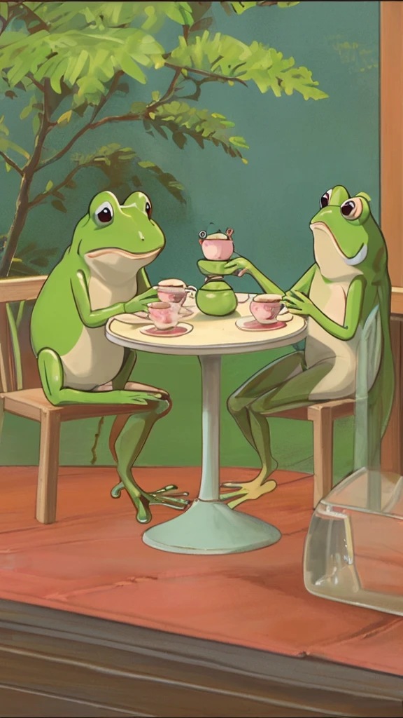 Frogs having a tea party
