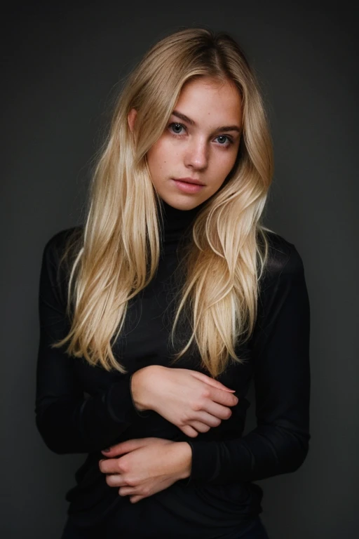 super cute blonde woman in dark theme
