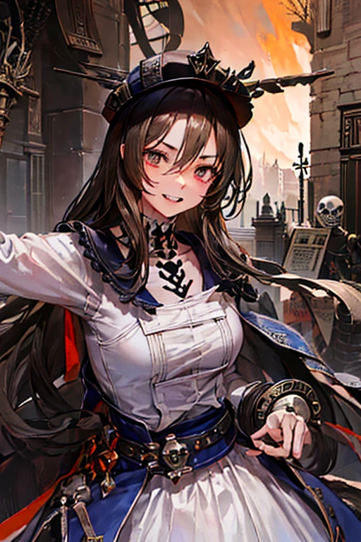 Young beautiful girl, Emma Myers, American, SOFT SMILING FACE, HAVE A BROWN HAIR, wears a old work cap, wears old-fashioned clothes, 19th century, poverty-stricken clothes, old torn clothes, 19th century period clothing, holding a bouquet, standing before her grandparents' tombstones, cemetery background, dark cities background, night time, midnight background.
The Smiling and widely mouth laughing Skeleton Woman from Bloodborne.
A black-haired girl wields the Heavy Thrusting SCYTHES and equip the SHOTGUNS from within the Elden Ring in a reverse grip.
Blooded Background.
((((Closer Face,Detailed,Two Sides,Left,Good,Right,Evil,Armies of Deads, Skeletons))))
The Monstrously Cannibalism Clockwork Flaming Lanterns from Bloodborne. The Monstrously Cannibalism Clockwork Thorny Wheels Robot Droid Nun and Knights From Bloodborne.
a close up symmetrical portrait of a cyberpunk gangster, biomechanical, mshn robot, splashes of orange red, hyper realistic, intricate design, (insanely detailed:1.4), (extremely fine details:1.35), Extremely sharp lines, steel, cinematic lighting, Photorealistic, a detailed painting by Ayami Kojima and Lilia Alvarado, (best quality, high quality, absurdres, intricate detail, masterpiece, cinematic), highly detailed, motion blur, film grain, noise, lens effects,