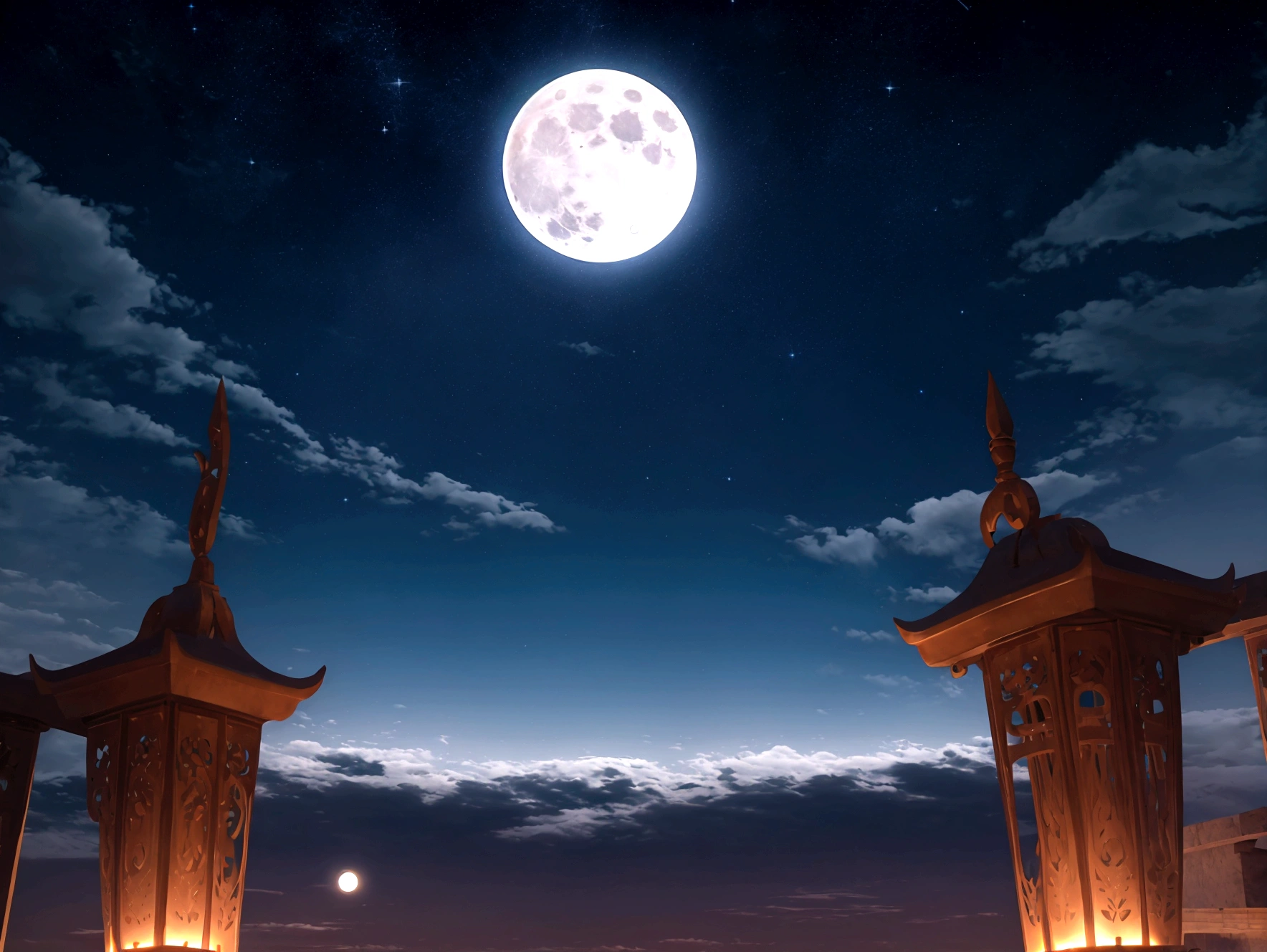 Background of a beautiful night sky with a full moon