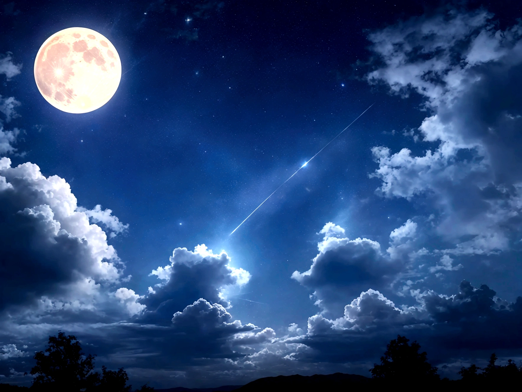 Background of a beautiful night sky with a full moon