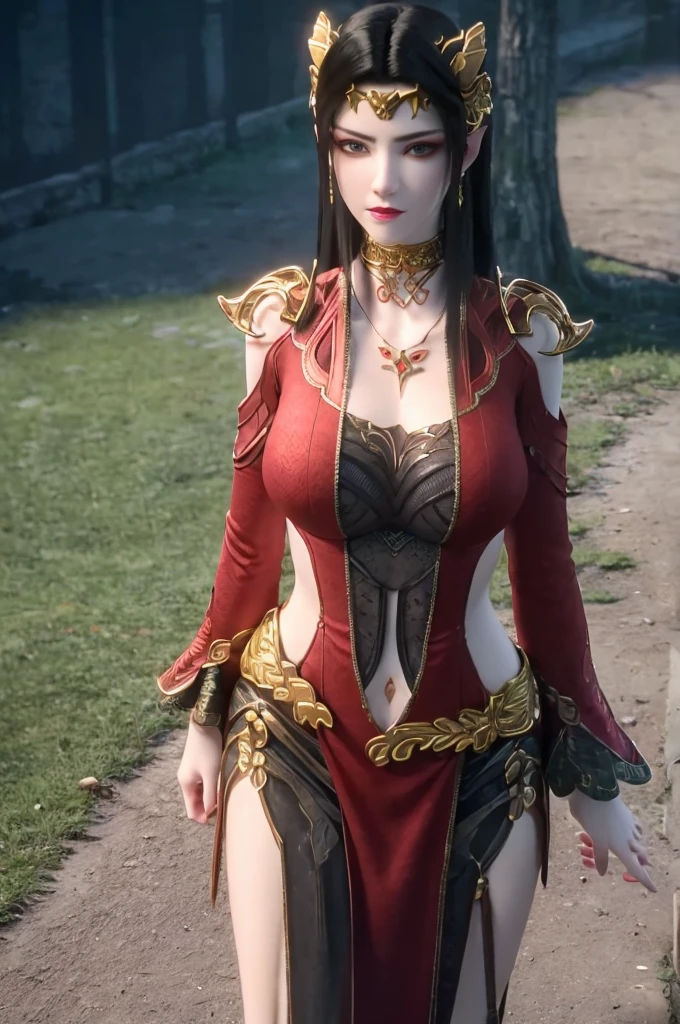 Masterpiece, absurdres, fine detail, HDR, highly detailed face and eyes, photorealistic, (8k, best quality, masterpiece:1.2), ultra-detailed, extremely detailed cg 8k wallpaper, fashion, (crystalstexture skin:1.2), (extremely delicate and beautiful), (masterpiece, best quality:1.2), 1girl, (large breasts:1.2), long hair, ice blue hair, medusa, wearing bra, (looking at viewer), natural lighting, sexy pose, full body, landscape.
