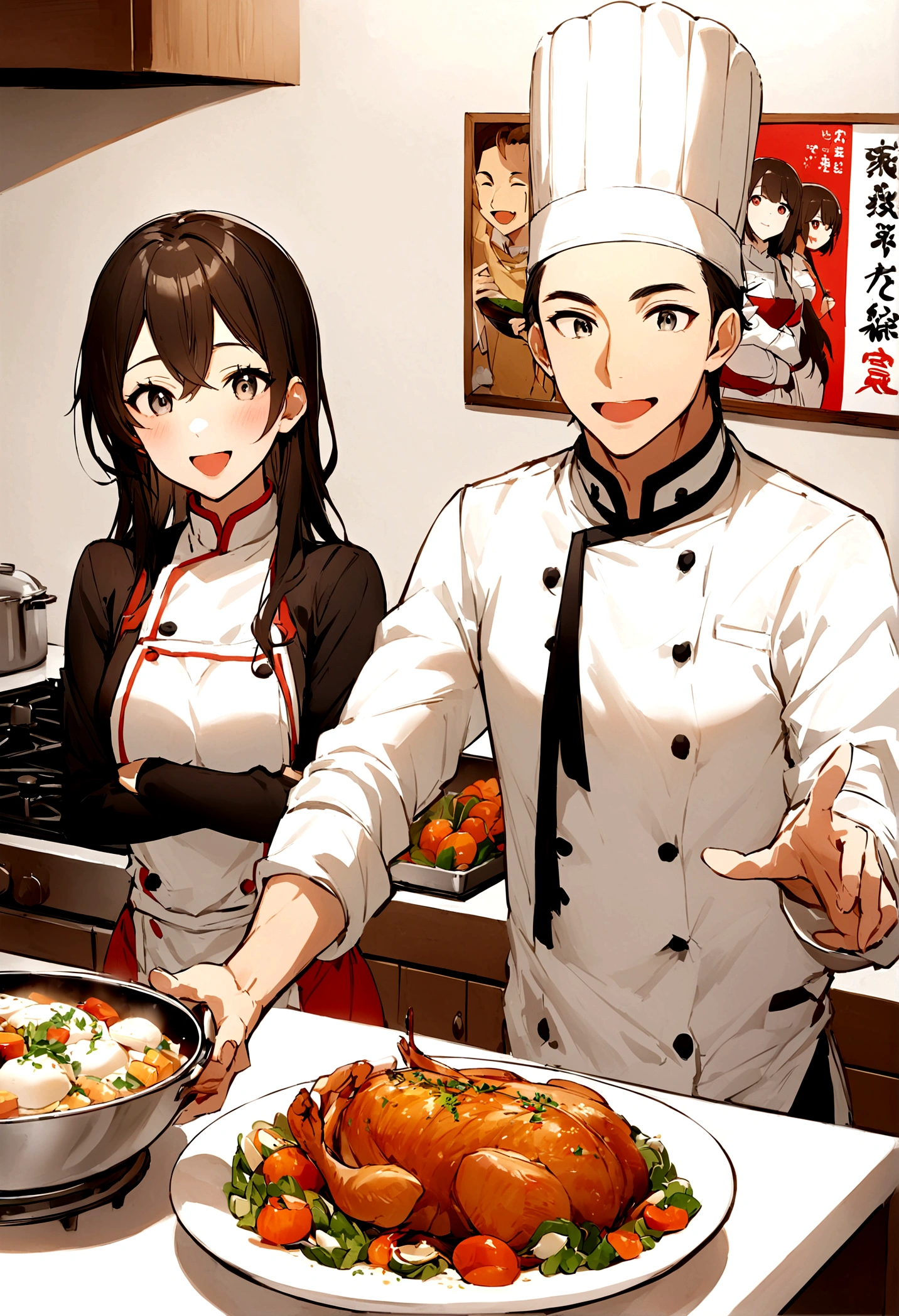 Would you like to cook together??With a girl who is inviting me、boy、Chef's clothes、Poster