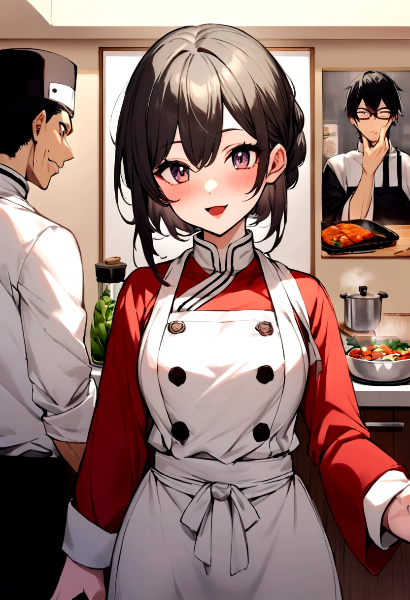 Would you like to cook together?？With a girl who is inviting me、boy、Chef's clothes、Poster