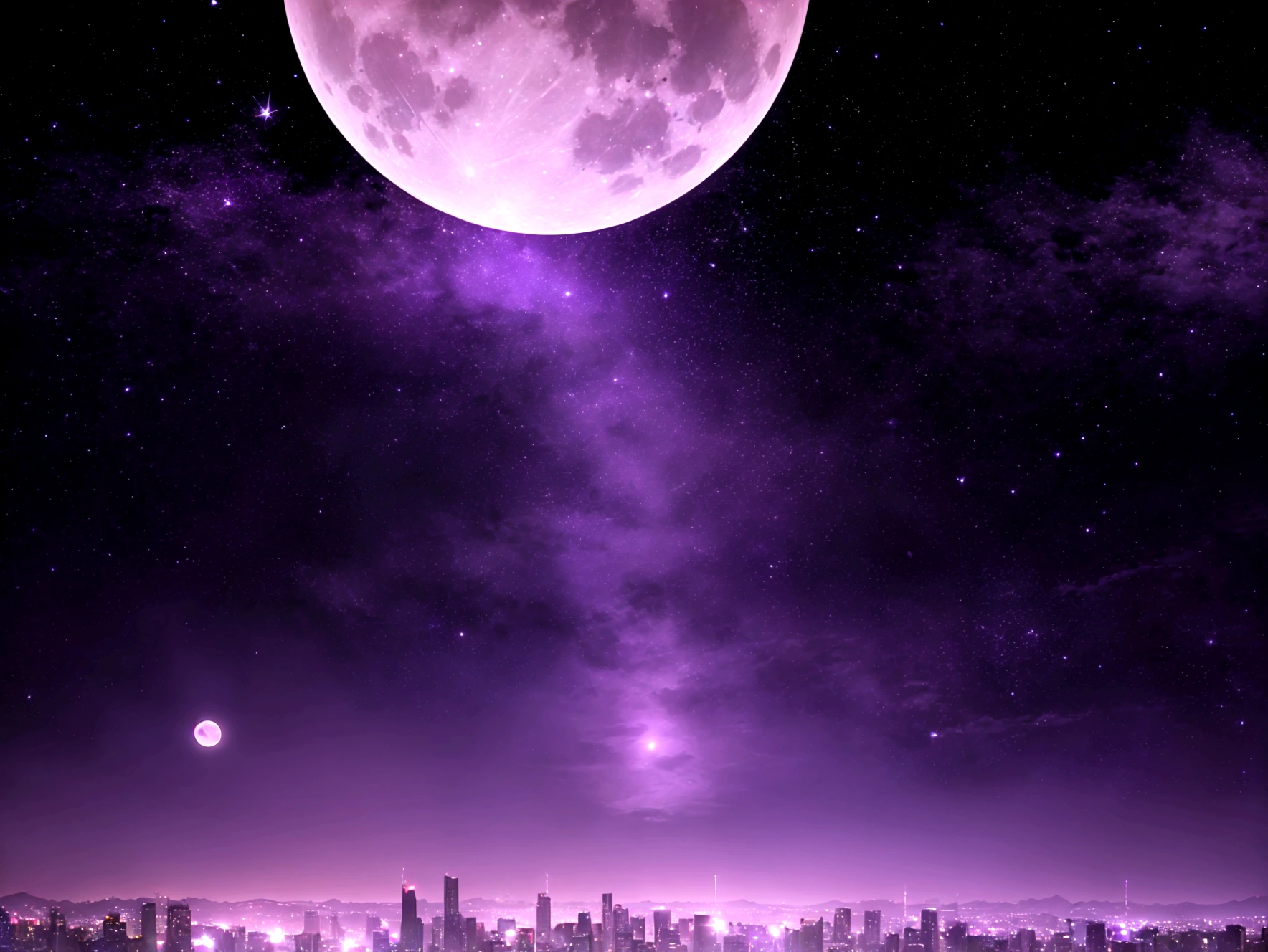 Background of a pretty purple night sky with a full moon