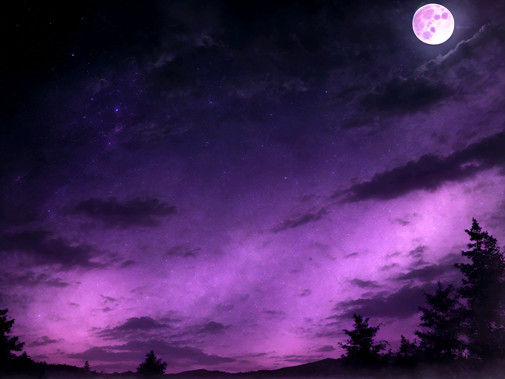 Background of a pretty purple night sky with a full moon