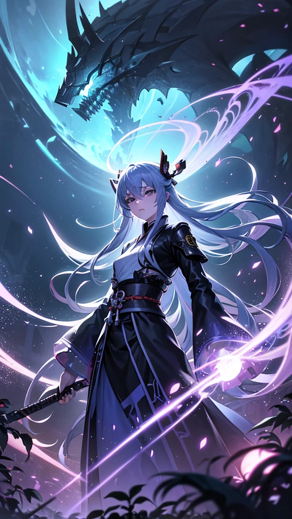 Sure, here’s a unique anime prompt for you:

---

**Prompt Title: "Celestial Samurai of the Lost Epoch"**

**Setting:** A futuristic, post-apocalyptic world where remnants of ancient Japan meet advanced technology.

**Description:** In a vast landscape where cherry blossom trees intertwine with cybernetic architecture, a lone samurai stands at the forefront of a ruined temple. The sky above is a mesmerizing blend of twilight hues, with auroras dancing across the heavens. The samurai's armor is a mix of traditional Japanese design and high-tech enhancements, glowing softly with neon blue and purple circuits. His katana, forged from a mysterious alloy, emanates an ethereal light, ready to cut through both time and space.

**Character Details:**
- **Protagonist:** A young, enigmatic samurai with a stoic expression, his eyes reflecting the lost histories and future possibilities. His hair, long and silver, flows gently in the wind, contrasting with the sharp, angular lines of his armored suit.
- **Companion:** A small, floating AI drone resembling a mystical fox spirit, its holographic body shimmering with ancient runes and modern digital codes.

**Background Elements:**
- **Ruined Temple:** Overgrown with bioluminescent flora, the temple’s structure merges Shinto architecture with futuristic elements. Holographic scrolls float around, displaying forgotten legends.
- **Sky:** A stunning blend of twilight blues, purples, and greens, with the Milky Way visible alongside futuristic satellites and distant space stations.
- **Environment:** The ground is a mosaic of cracked earth and technological remnants, with streams of digital data flowing like rivers, creating an eerie yet beautiful contrast.

**Art Style:** Hyper-detailed, with a focus on the interplay between traditional Japanese aesthetics and advanced technology. Vibrant, high-contrast colors with meticulous attention to light and shadow to create a dynamic, immersive scene.