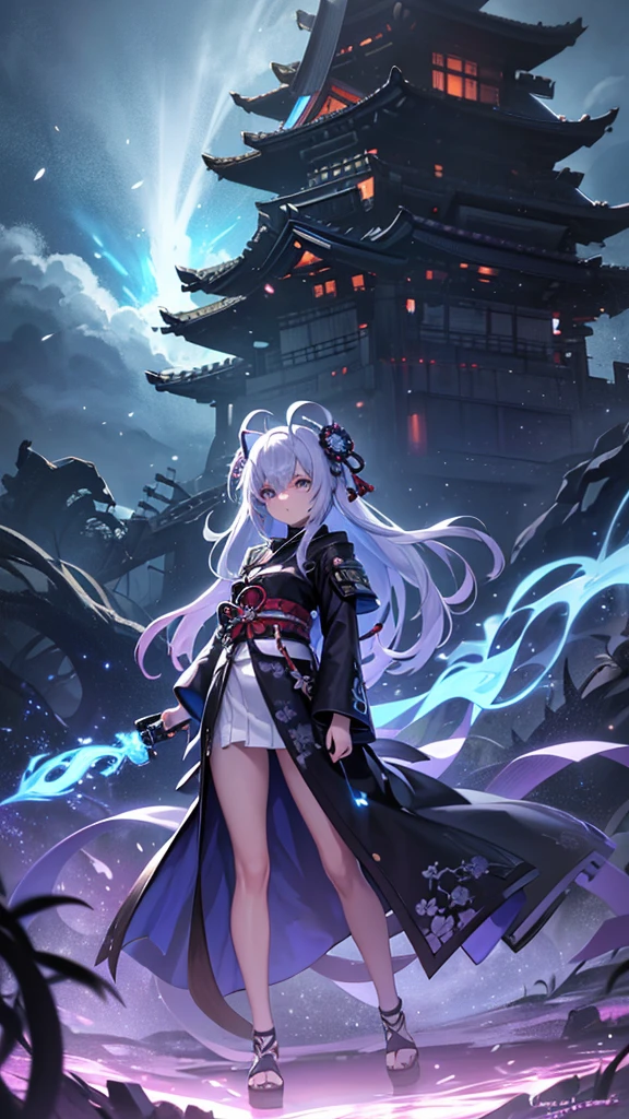 Sure, here’s a unique anime prompt for you:
---
**Prompt Title: "Celestial Samurai of the Lost Epoch"**
**Setting:** A futuristic, post-apocalyptic world where remnants of ancient Japan meet advanced technology.
**Description:** In a vast landscape where cherry blossom trees intertwine with cybernetic architecture, a lone samurai stands at the forefront of a ruined temple. The sky above is a mesmerizing blend of twilight hues, with auroras dancing across the heavens. The samurai's armor is a mix of traditional Japanese design and high-tech enhancements, glowing softly with neon blue and purple circuits. His katana, forged from a mysterious alloy, emanates an ethereal light, ready to cut through both time and space.
**Character Details:**
- **Protagonist:** A young, enigmatic samurai with a stoic expression, his eyes reflecting the lost histories and future possibilities. His hair, long and silver, flows gently in the wind, contrasting with the sharp, angular lines of his armored suit.
- **Companion:** A small, floating AI drone resembling a mystical fox spirit, its holographic body shimmering with ancient runes and modern digital codes.
**Background Elements:**
- **Ruined Temple:** Overgrown with bioluminescent flora, the temple’s structure merges Shinto architecture with futuristic elements. Holographic scrolls float around, displaying forgotten legends.
- **Sky:** A stunning blend of twilight blues, purples, and greens, with the Milky Way visible alongside futuristic satellites and distant space stations.
- **Environment:** The ground is a mosaic of cracked earth and technological remnants, with streams of digital data flowing like rivers, creating an eerie yet beautiful contrast.
**Art Style:** Hyper-detailed, with a focus on the interplay between traditional Japanese aesthetics and advanced technology. Vibrant, high-contrast colors with meticulous attention to light and shadow to create a dynamic, immersive scene.