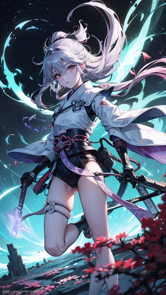 Sure, here’s a unique anime prompt for you:
---
**Prompt Title: "Celestial Samurai of the Lost Epoch"**
**Setting:** A futuristic, post-apocalyptic world where remnants of ancient Japan meet advanced technology.
**Description:** In a vast landscape where cherry blossom trees intertwine with cybernetic architecture, a lone samurai stands at the forefront of a ruined temple. The sky above is a mesmerizing blend of twilight hues, with auroras dancing across the heavens. The samurai's armor is a mix of traditional Japanese design and high-tech enhancements, glowing softly with neon blue and purple circuits. His katana, forged from a mysterious alloy, emanates an ethereal light, ready to cut through both time and space.
**Character Details:**
- **Protagonist:** A young, enigmatic samurai with a stoic expression, his eyes reflecting the lost histories and future possibilities. His hair, long and silver, flows gently in the wind, contrasting with the sharp, angular lines of his armored suit.
- **Companion:** A small, floating AI drone resembling a mystical fox spirit, its holographic body shimmering with ancient runes and modern digital codes.
**Background Elements:**
- **Ruined Temple:** Overgrown with bioluminescent flora, the temple’s structure merges Shinto architecture with futuristic elements. Holographic scrolls float around, displaying forgotten legends.
- **Sky:** A stunning blend of twilight blues, purples, and greens, with the Milky Way visible alongside futuristic satellites and distant space stations.
- **Environment:** The ground is a mosaic of cracked earth and technological remnants, with streams of digital data flowing like rivers, creating an eerie yet beautiful contrast.
**Art Style:** Hyper-detailed, with a focus on the interplay between traditional Japanese aesthetics and advanced technology. Vibrant, high-contrast colors with meticulous attention to light and shadow to create a dynamic, immersive scene.
