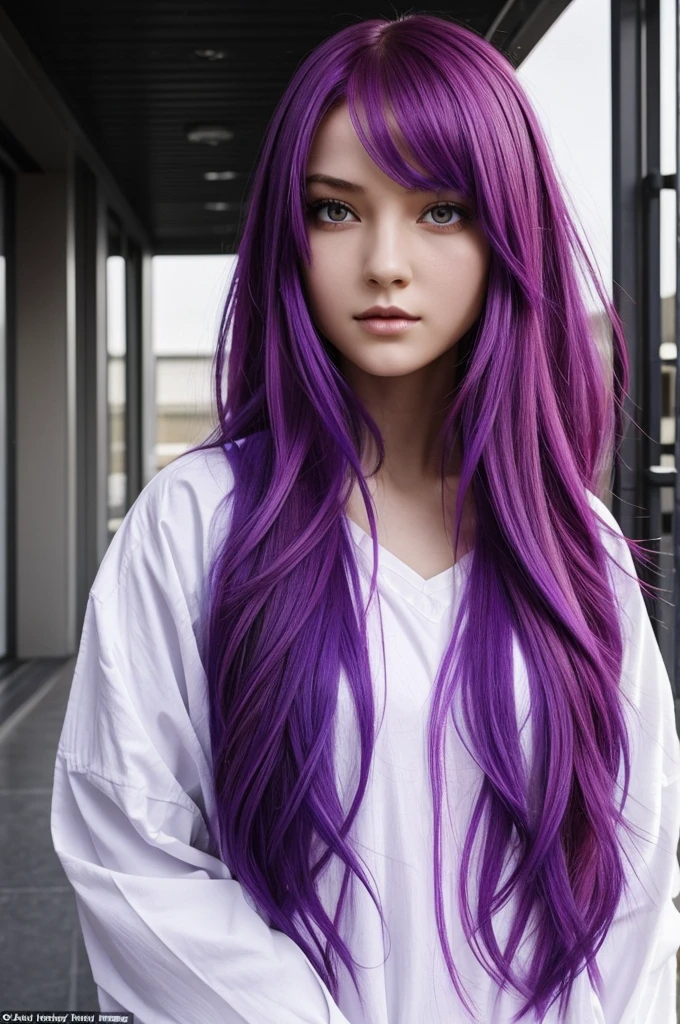 Appearance. Uta is a young woman of medium height with bright purple eyes and long hair that is white on her left side and red on her right; the colours are perfectly separated at the middle of her scalp.