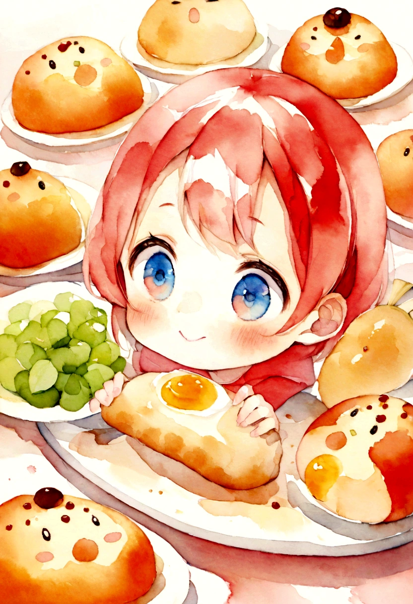 Children's cooking studio poster、Western food、Group of 2、looks fun、cute、watercolor、The food looks delicious