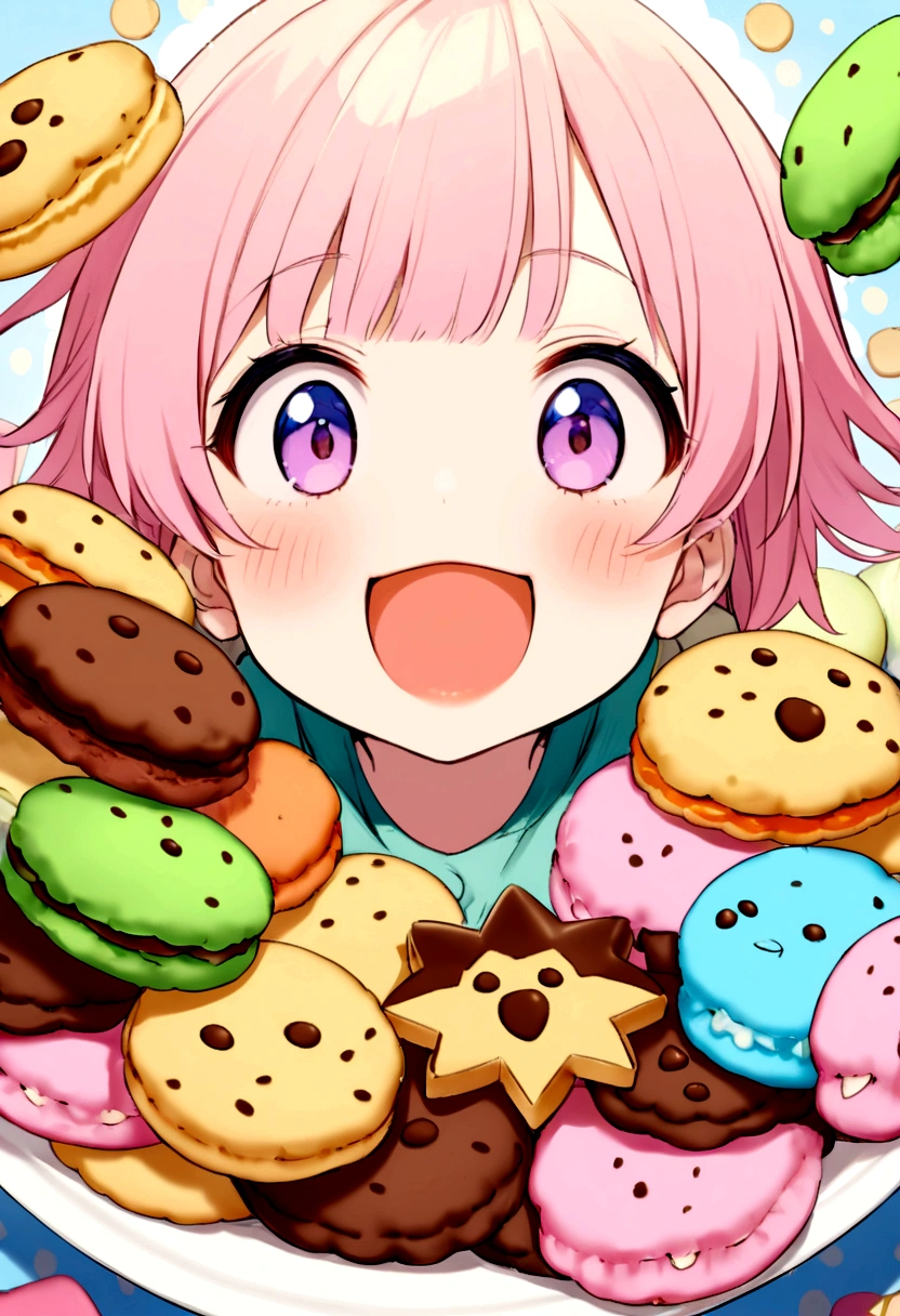 Children's cooking studio poster、Western food、Group of 2、looks fun、cute、pastel colour、The food looks deliciouaking cookies