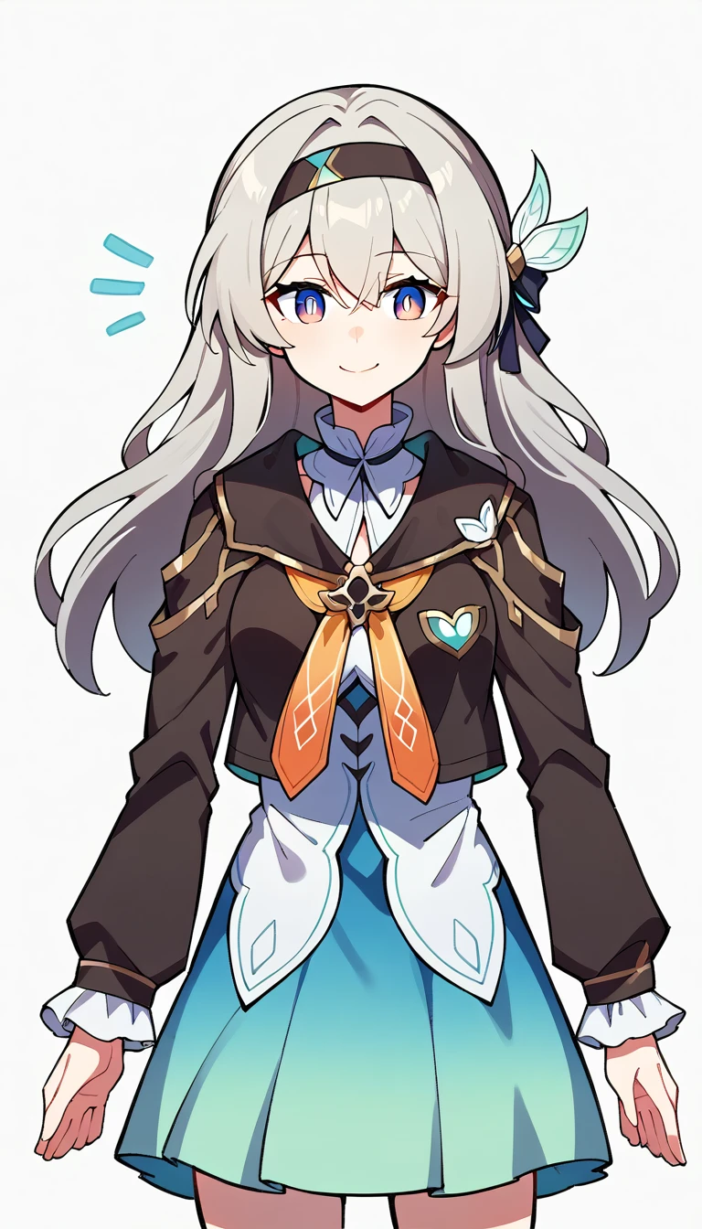 score_9, score_8_up, score_7_up, white background, simple background,
BREAK
source_anime,
BREAK
(1girl, solo, solo focus), fireflydef, jacket, dress, grey hair, smile
 