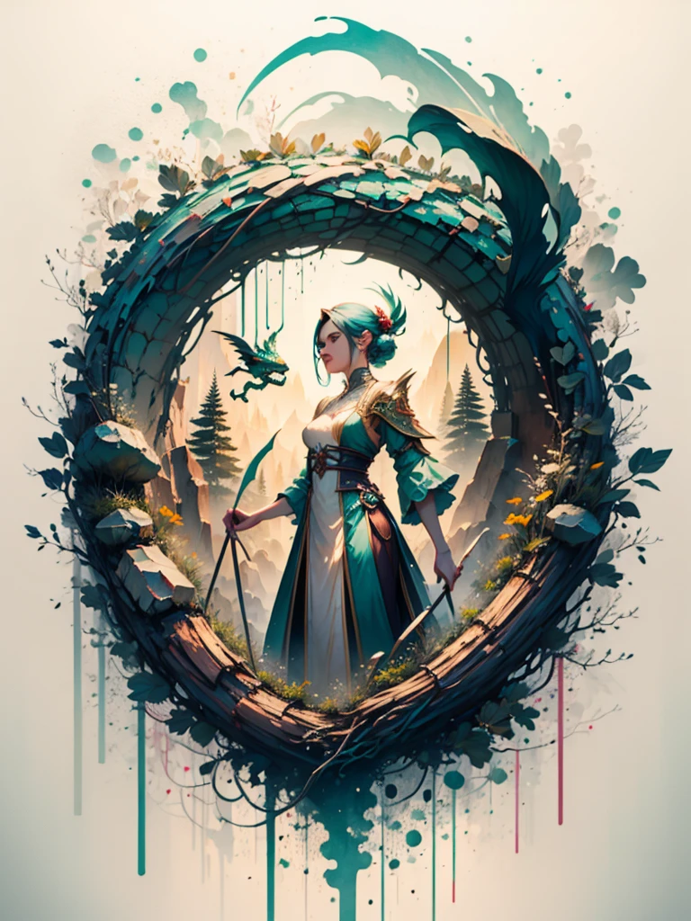 an ultra-realistic and beautiful female dragon fused with the forest, predominant green color, maximum quality, 8K, Bioluminic Lighting, Drawn and painted with pencil.