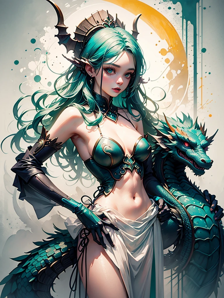 an ultra-realistic and beautiful female dragon fused with the forest, predominant green color, maximum quality, 8K, Bioluminic Lighting, Drawn and painted with pencil.