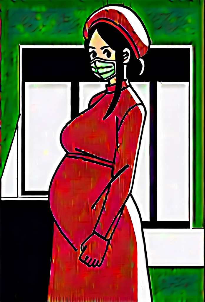 score_9, score_8_up, score_7_up, source_anime, raw image, masterpiece, highest quality, natural light, patient room background, kasuganoray, good shape, pale skin, shy eyes, big breasts, scrubs, surgical mask, bouffant cap, evening dress,
1girl, pregnant, solo, rubber gloves, looking down, furrowed brow, hospital bed, standing, even though she's pregnant she has a good figure,