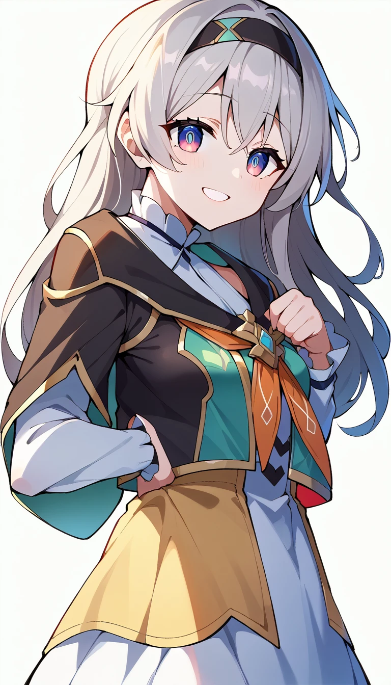 score_9, score_8_up, score_7_up, white background, simple background,
BREAK
source_anime,
BREAK
(1girl, solo, solo focus), fireflydef, jacket, dress, grey hair, smile