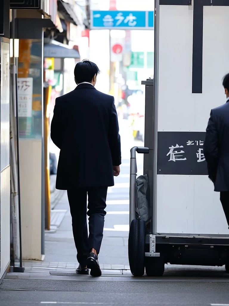 With a stylish Japanese girl in her 30s、A man, 182 cm tall and weighing about 100 kg, was walking.、Facing away from the screen