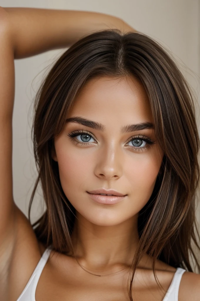 Photo visage d'une belle femme brune sexy