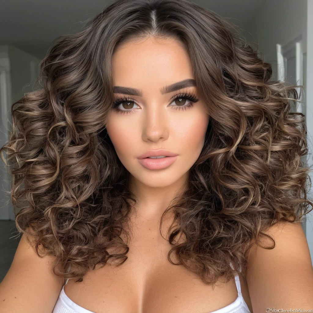 modéle onlyfans femme brune cheveux bouclés cubaine grain de beauté bouche 