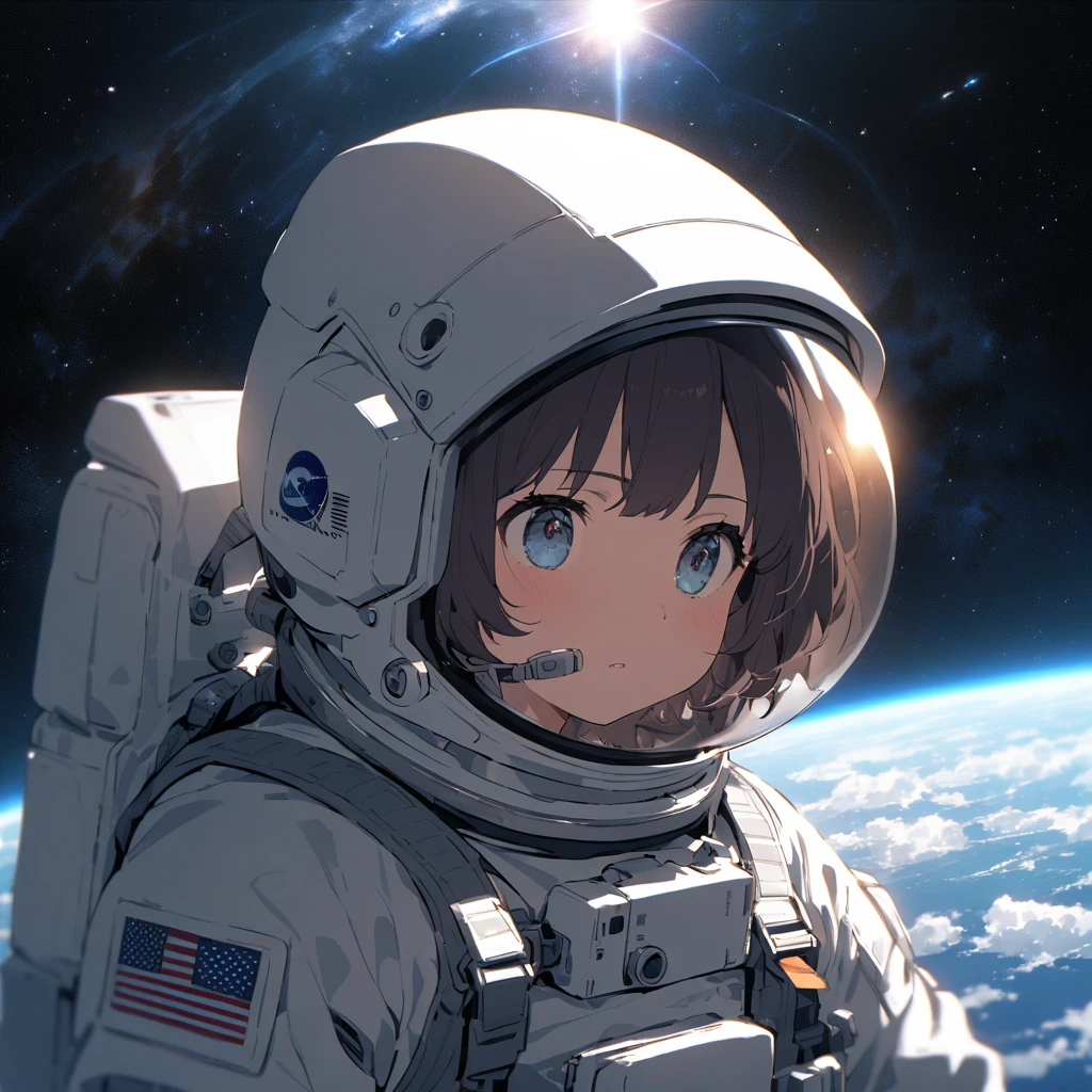 astronautがピンクの雲が点在する花の海の中を歩く, astronaut,astronautはこの惑星を離れることはできません,The astronaut is lost in the infinite universe.