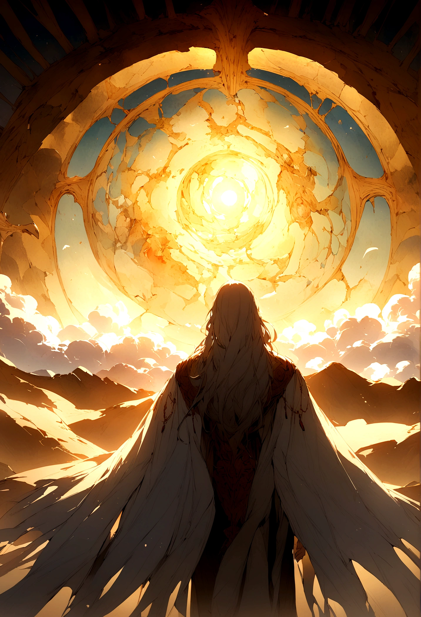 An artistic depiction that shows God observing His creation and declaring that "it was very good".