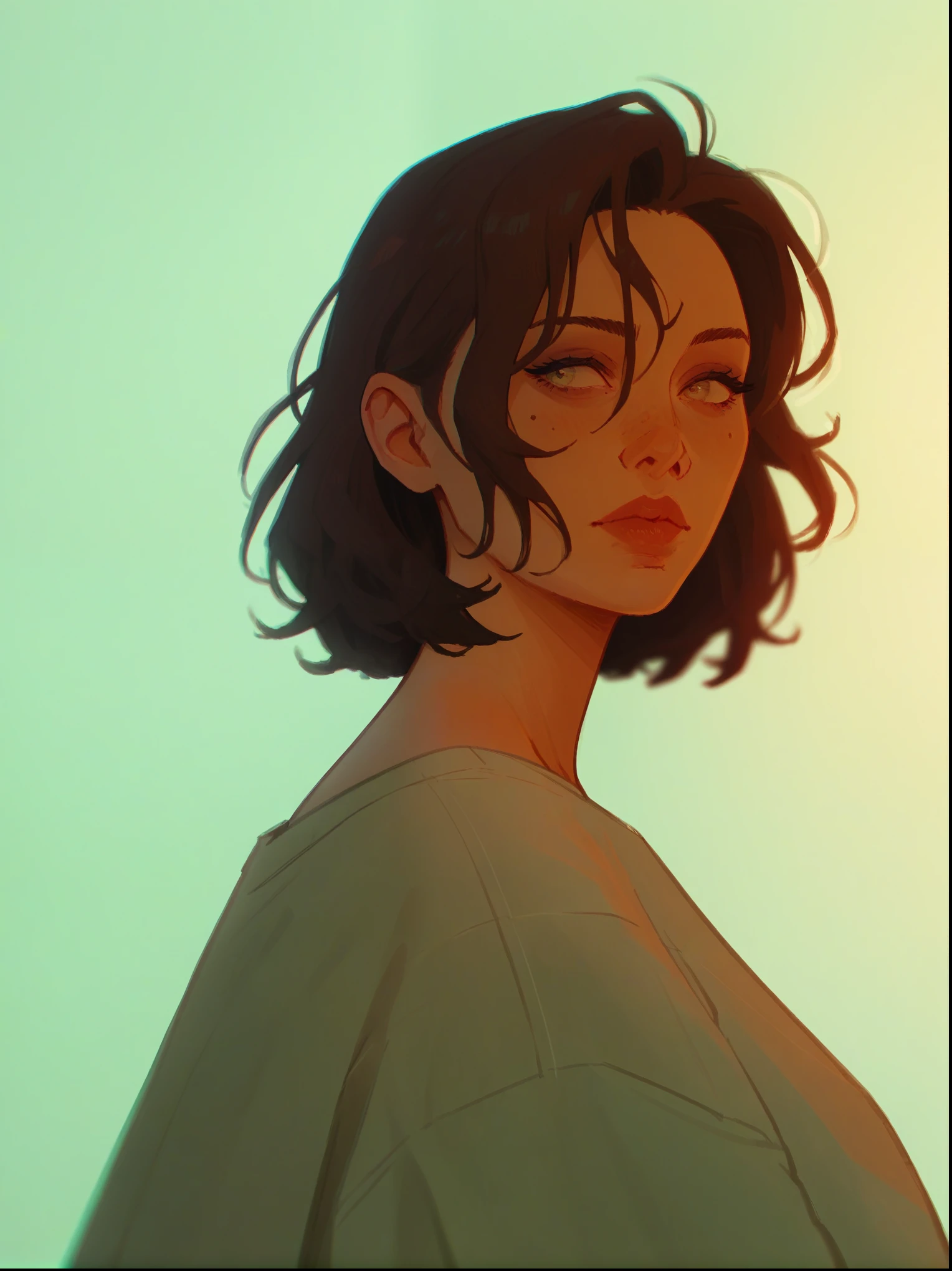 score_9, score_8_up, score_7_up, score_6_up, score_5_up, score_4_up, 1girl, ju1ch3, bold lighting, dramatic lighting, slanted light, warm light, intense light, contrast