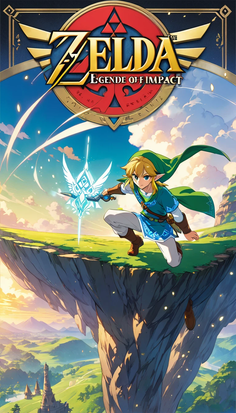 The Legend of Zelda cover art, Anime Visual, Detailed key animation art, The Legend of Zelda Official Anime Artwork,  Ethereal anime impact