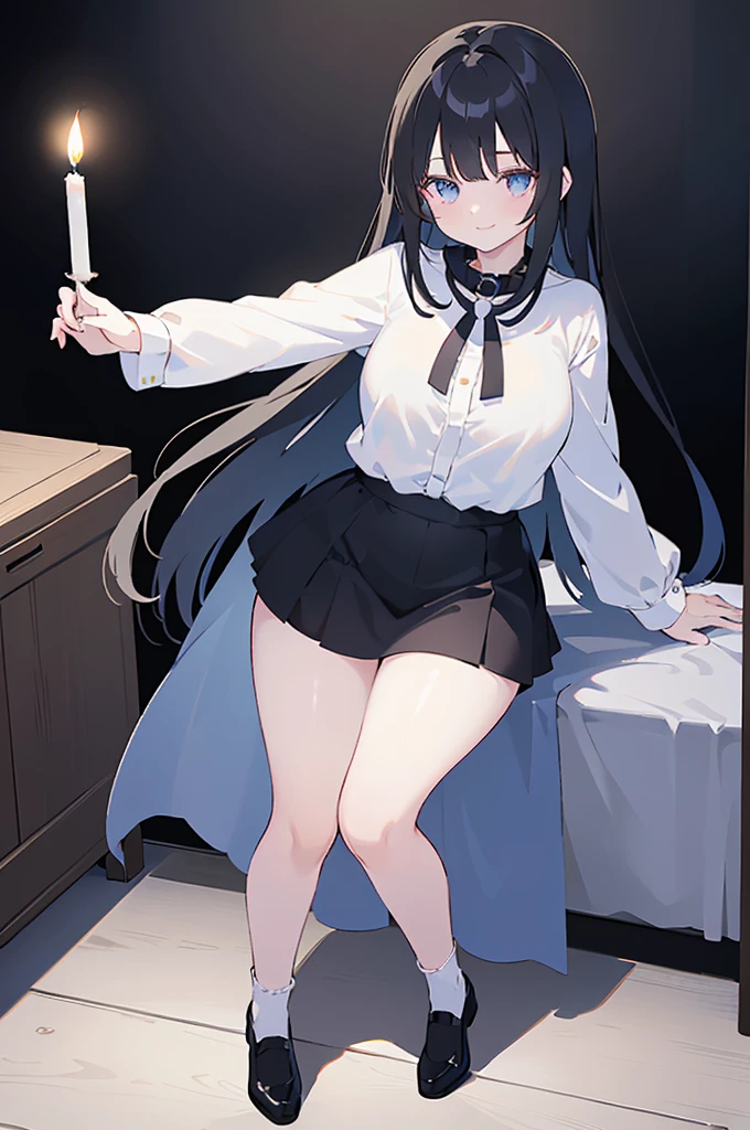 NSFW。Ultra HD。Masterpiece。A transparent pipe is inserted into the anus。A transparent pipe is inserted into her vagina。orgasm。Beautiful and well-proportioned face。A precisely drawn pussy。black hair, black thighhighs, black gloves, black skirt, white shirt, very long hair, mole under eye, elbow gloves, multicolored hair, garter straps, capelet, detached wings, black ascot, pleated skirt, black eyes, blunt bangs。Open。nude。Nipples。Dark Western Basement。A bound woman is pinned to a wall with her legs spread,Beautiful toes。