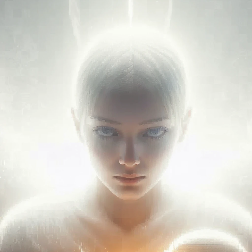 Very real image. UThe illuminated face of an angel. Photorealism, full view, highly detailed image, very realistic, hyperrealism, Ultra HD, 8k, 5, sharp focus, intricate and mysterious masterpiece. (Long exposure photography Artistic illustration close-up portrait very detailed: final quality, medium shot, backlight, Rich and striking. Enigmatic and mysterious manipulations (composition of the rule of thirds), ((detailed environment with strong lines) The best quality, in camera, white light, warm and clean aesthetics, dazzling screen composed of millions of brilliant ultraviolet rays, HDR.
