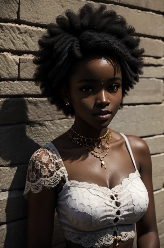 sexy, afro, Dark skin, teenager, beautiful face, boob, NSFW,