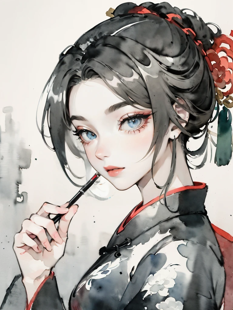 (((((((Chinese ink painting，watercolor paiting，ancient chinese costume,)))))))，((1lady,adorable korean mixed race of  Saudi Arabia girl，lean face，solo,))(Masterpiece,Best quality, offcial art, Beautiful and aesthetic:1.2),((Ultra-high resolution,Golden ratio,)) (16K),((from below，detailed background of chinese style paintings)),(Physically-based rendering),Amazing,Sharp focus, (((highdetailskin,))),Intricately detailed clothing,Lying silkworm eyebrows，Delicate pupils，Bull's eye,((((detailed hair,middle hair|Shaggy cut|Long bold side bangs|Sleek pixie cut|Voluminous updo|Undercut)))),slender,(masterpiece sidelighting),(The sheen),(beautiful hair,beautiful eyes,）[[Delicate fingers and hands:0.55]::0.85],(Detail fingers),(((Superior quality,)))),((unbelievable Ridiculous,)),((extremely_Detailed_eyes_and_face)),Movie girl,(Dynamic configuration: 1.2),Brilliant,Glossy