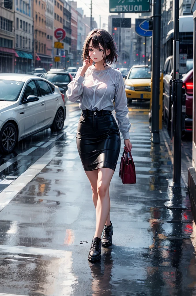 1girl walking in road 🛣️, rain in freez in girl hand in one drops girl look drops beautiful drops