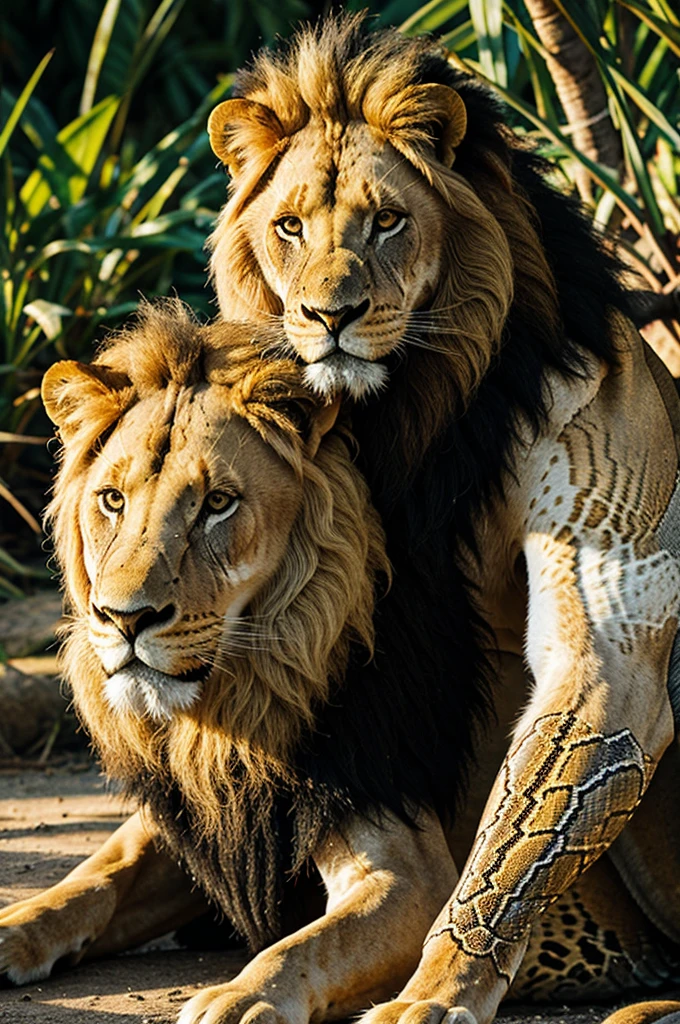 Snake and lion mixed