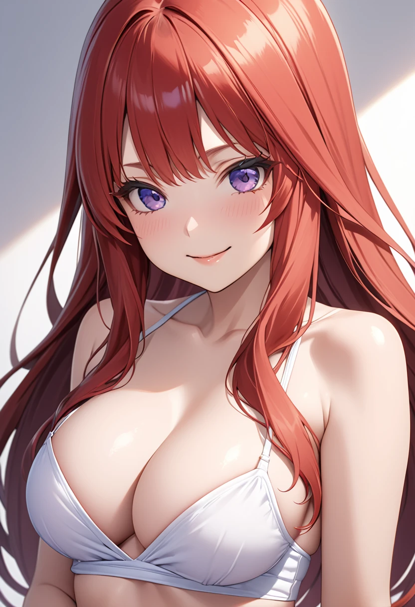 (Highest quality、Masterpiece、Very detailed、4K)、One Woman、、Long Hair、Red Hair、(((Nakano May)))、smile、chest、arm