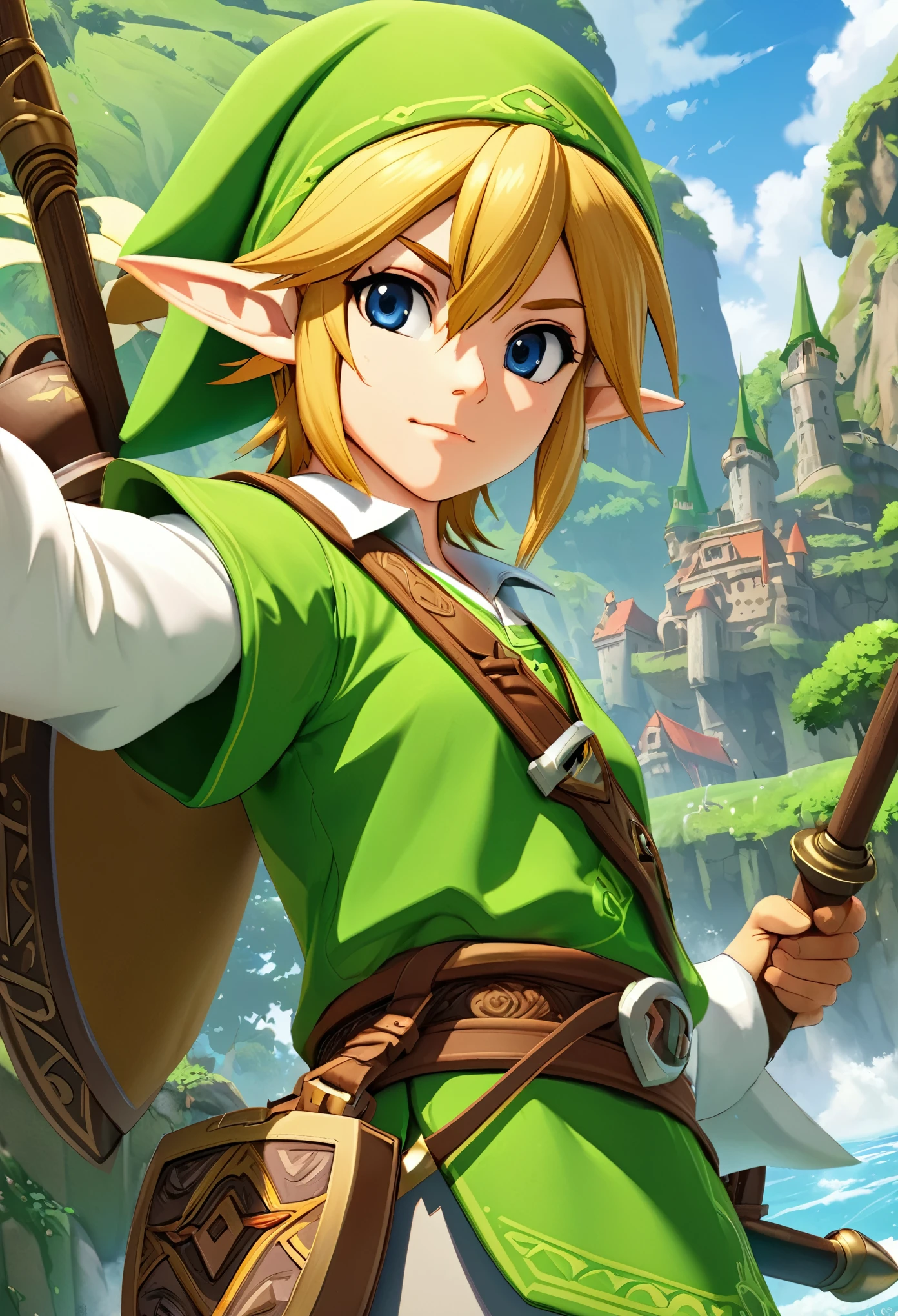 The Legend of Zelda, Dreaming Island, Official Fan Art, First Grand Prize Winner, Fantasy adventure RPG, Charming character, Full 3D CG, BREAK Professional spray work, Detailed and intricate texture, Detailed and intricate brushwork, Detailed and clear depiction, Anatomically correct, Absurd aesthetics, BREAK Protagonist Link,
Optimized Octa Rendering, Aesthetic posters that attract new players,