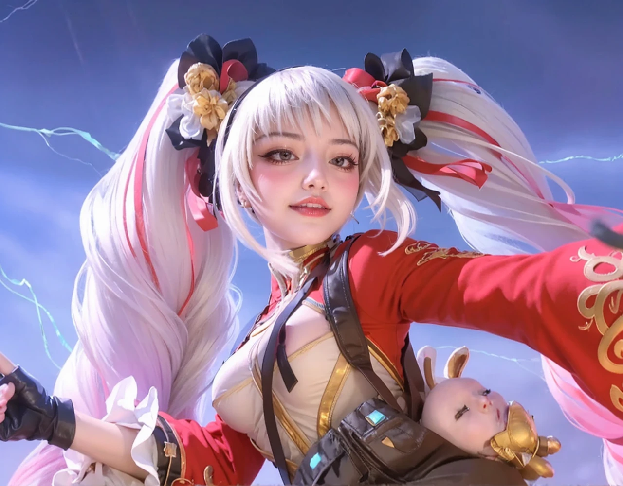 (8k, best quality, masterpiece:1.2), (realistic, photo-realistic:1.37), ultra-detailed, (1girl:1.6),cute,beautiful detailed sky,(outdoors:1.4),daytime, standing,dating,(nose blush),(smile:1.15),(closed mouth:1.2), breasts,beautiful detailed eyes, wet,rain,white lace, (long hair:1.2),floating hair NovaFrogStyle, looking at viewer, facing viewer, full body,yor briar black suit,yor briar, pregnant